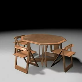 Folding Dining Table Set 3d model