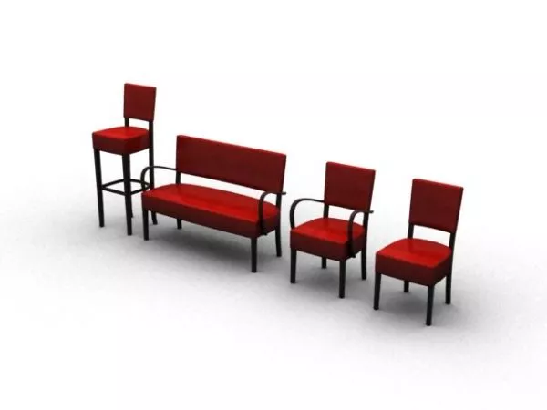 Four Chairs Set Furniture 3d model Four Chairs Set Furniture 3d model