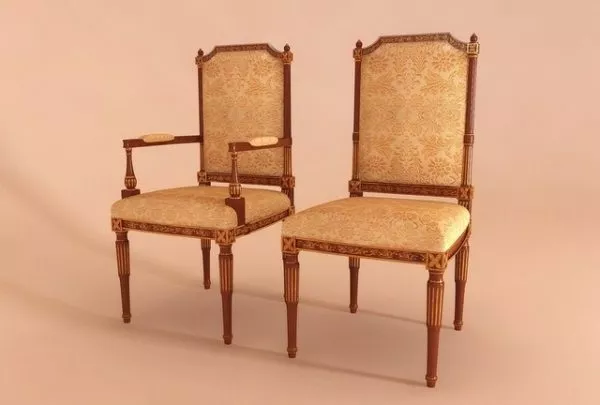 French Classic Banquet Chair Wooden 3d model French Classic Banquet Chair Wooden 3d model