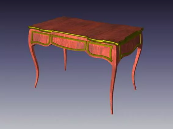 French Country Writing Desk 3d model French Country Writing Desk 3d model