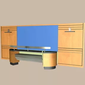 Front Office Desk With Back Wall 3d model