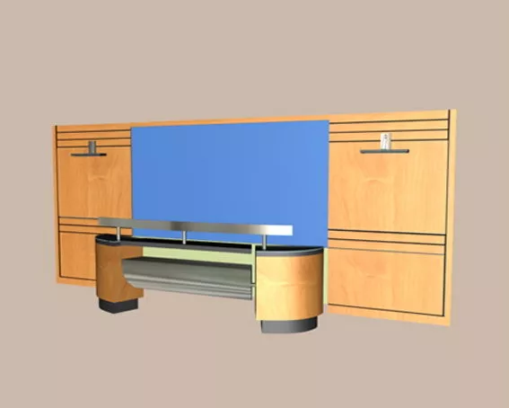 Simple Curved Reception Desk 3d model