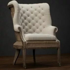 Fully Upholstered Wing-back Chair 3d model