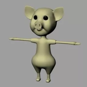 Funny Pig Cartoon 3d model