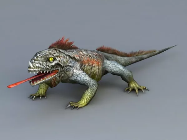 White Lizard Crawling 3d model