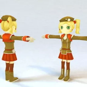 Girl Cartoon Character 3d model