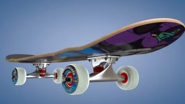 White Skateboard With Wheels 3d model