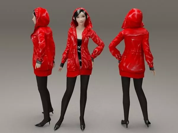 Girl With Red Coat 3d model Girl With Red Coat 3d model