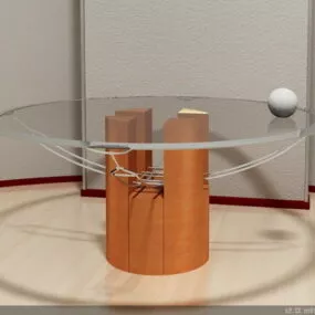 Glass And Wood Coffee Table 3d model