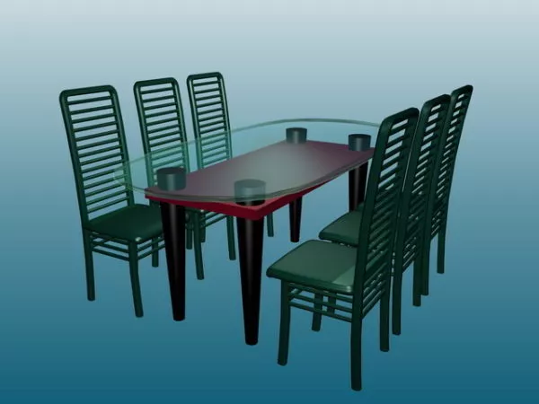 Glass Dining Table Sets 3d model Glass Dining Table Sets 3d model