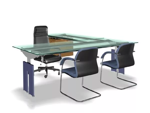 Glass Office Desk Collection 3d model Glass Office Desk Collection 3d model