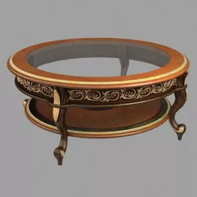 Glass Top Antique Coffee Table 3d model