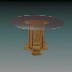 Glass Top Pedestal Dining Table 3d model