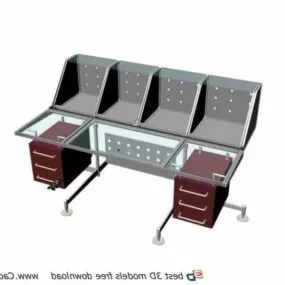 Glass Workstation Table Furniture 3d model