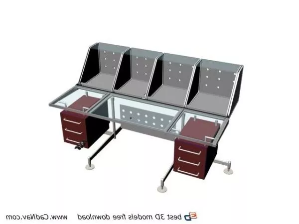 Office Workstation With Storage Cabinet 3d model