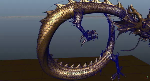 Golden Chinese Dragon Animated & Rigged 3d model Golden Chinese Dragon Animated & Rigged 3d model