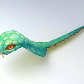 Green Cobra Snake Rigged 3d model