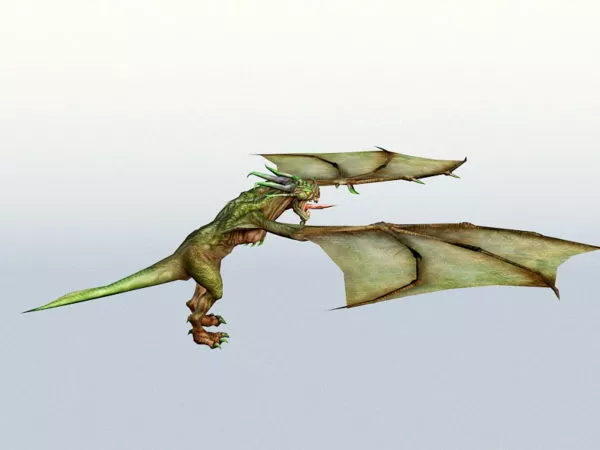 Medieval European Dragon Statue 3d model