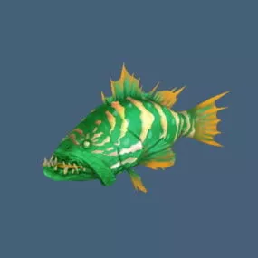Green Grouper Fish 3d model