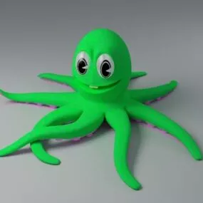 Green Octopus Cartoon 3d model