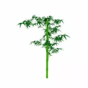 Green Bamboo With Leaves 3d model