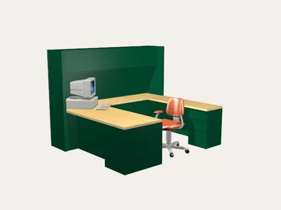 U Shape Office Cubicle 3d model