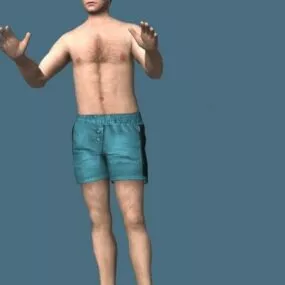 Hairy Man In Shorts 3d model