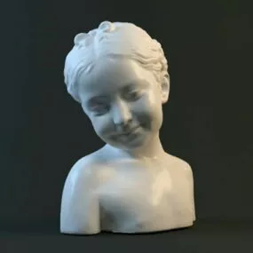 Happy Girl Head Bust Sculpture Figure 3d model