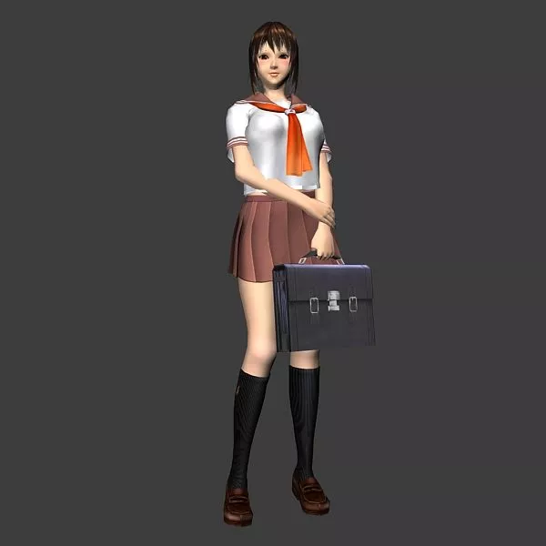 High School Anime Girl Animated & Rigged 3d model High School Anime Girl Animated & Rigged 3d model