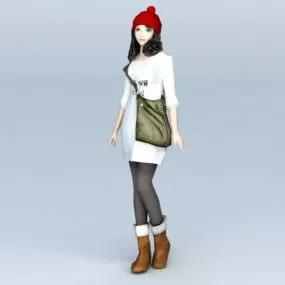 High School Preppy Girl 3d model