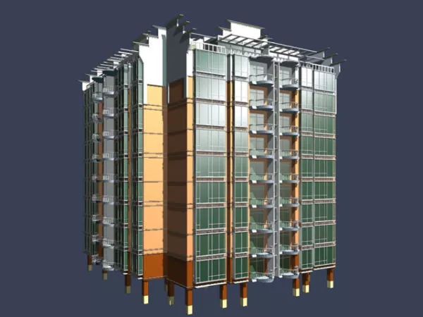 High-rise Dwelling Building 3d model High-rise Dwelling Building 3d model