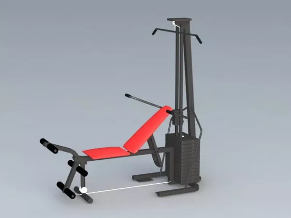 Gym Bench Exercise With Bar Column 3d model