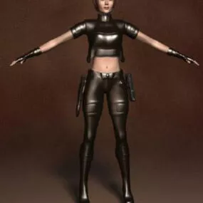 Hot Female Gunslinger 3d model