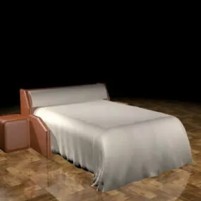 Hotel Twin Bed With Nightstand 3d model