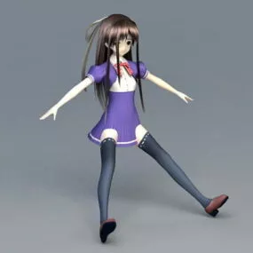 Kawaii Anime Girl Character 3d model