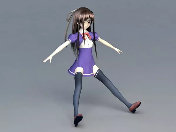 Lady Character On A Mattress 3d model