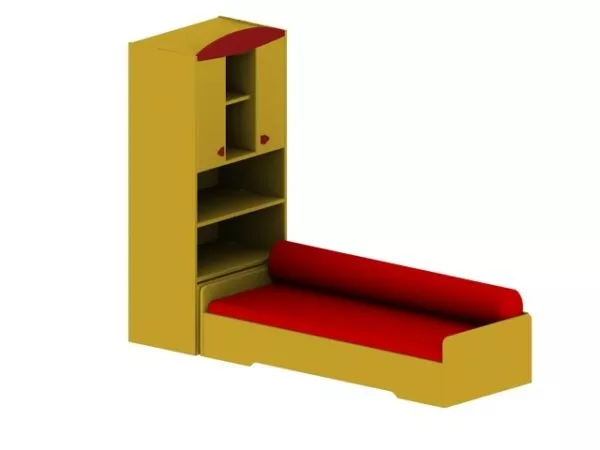 Kids Bed With Storage Cabinet 3d model Kids Bed With Storage Cabinet 3d model