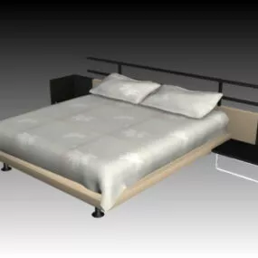 King-sized Bed With Nightstands 3d model