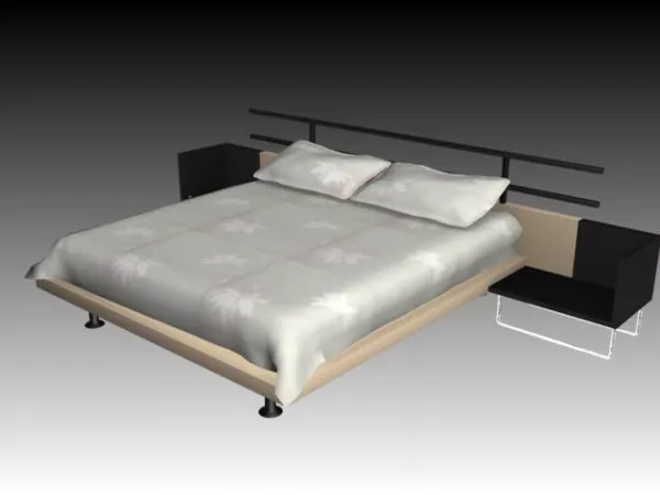 King-sized Bed With Nightstands 3d model King-sized Bed With Nightstands 3d model