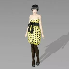 Korean Fashion Women 3d model