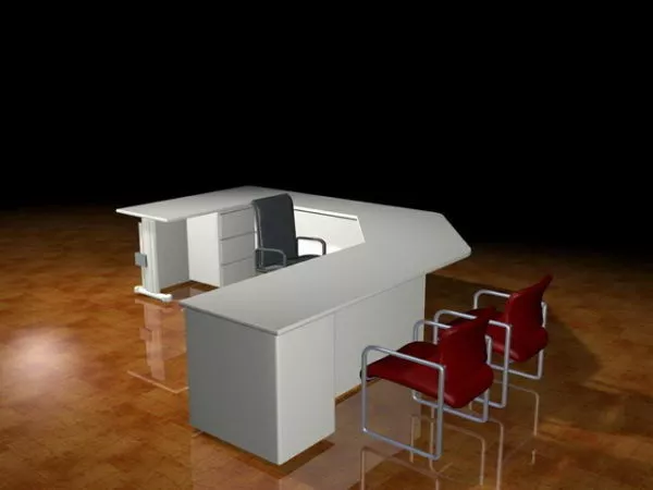 L-shaped Workstation And Chairs 3d model L-shaped Workstation And Chairs 3d model