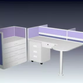 L Shaped Cubicle Workstation Furniture 3d model