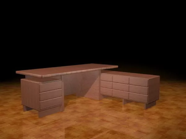 L Shaped Executive Desk 3d model L Shaped Executive Desk 3d model