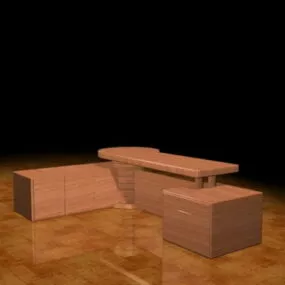 L-shaped Office Boss Desk 3d model