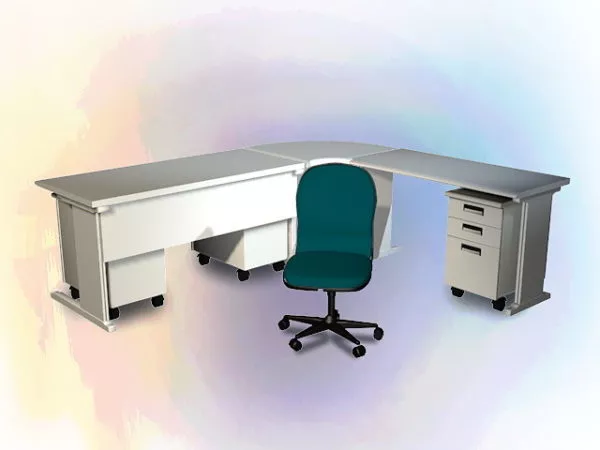 L Shaped Office Desk And Chair 3d model L Shaped Office Desk And Chair 3d model