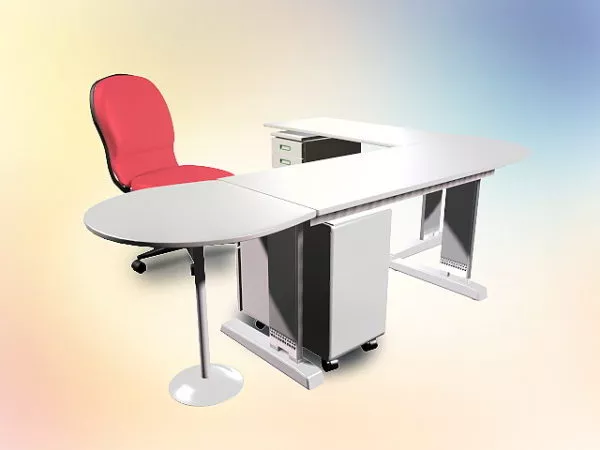 L Shaped Office Desk With Chair 3d model L Shaped Office Desk With Chair 3d model