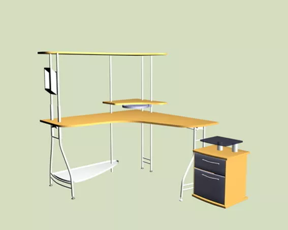 L Shaped Office Table With Shelves 3d model L Shaped Office Table With Shelves 3d model