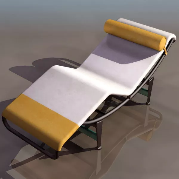 Blue Chaise Longue Recliner Style 3d model