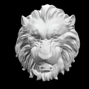 Lion Head Relief Sculpture 3d model