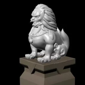 Lion Sculpture Statue 3d model